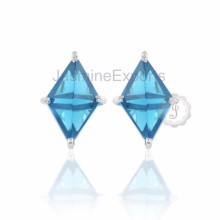 925 Sterling Silver Earring with London Blue Topaz, Handmade Sterling Silver Earring